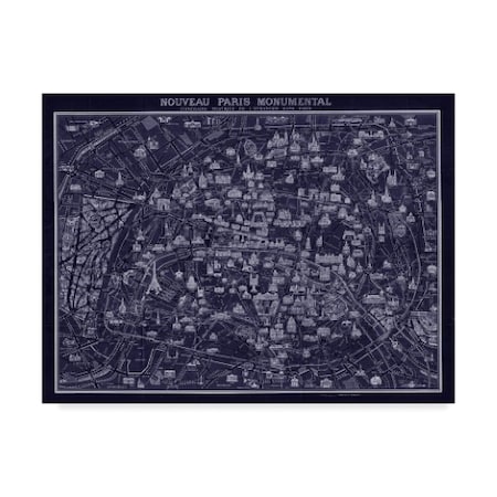 Vintage Lavoie '1920 Map Of Paris' Canvas Art,14x19